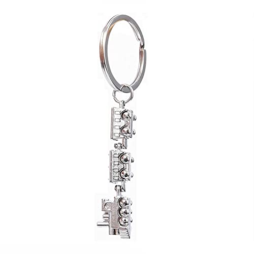ARFUKA Niedlich Mini Zug Modell Schlüsselanhänger aus Metall-Legierung - Weihnachten Geburtstag Geschenk für Männer und Frauen, Silber, Small