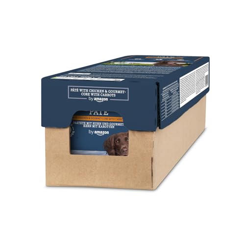 by Amazon Hundefutter, nass, Pastete mit Huhn und Gourmet-Kern mit Karotten und Nudeln, 300 g, 10 Stück