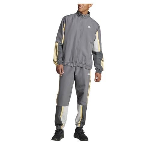 adidas Herren Sportswear Colorblock 3-Stripes Track Suit Trainingsanzug, Grey Five, S