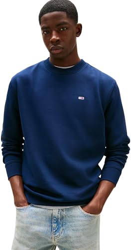 Tommy Jeans Herren TJM Reg Flag Fleece Crew Dm0dm20741c1g004 Pullover-Sweatshirt, Blue (Dark Night Navy), L EU