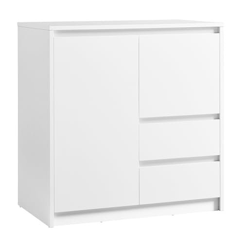 VASAGLE Kailyn Collection – Sideboard, Aufbewahrungsschrank mit Türen, 2 Schubladen und verstellbarem Einlegeboden, 40 x 70 x 74,5 cm, für Wohnzimmer, Küche, Arbeitszimmer, Wolkenweiß BBK243W01V1