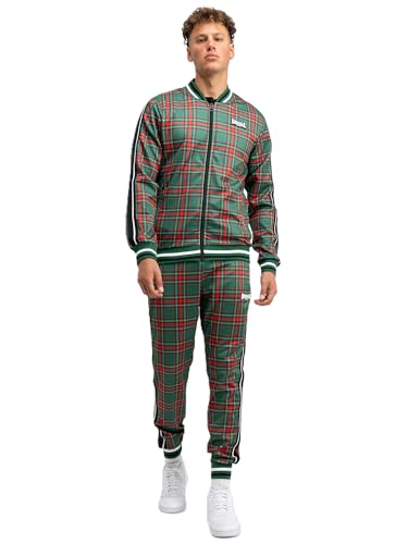Lonsdale Herren Trainingsanzug schmale Passform EDGWARE, Green/Red/Black/White, M