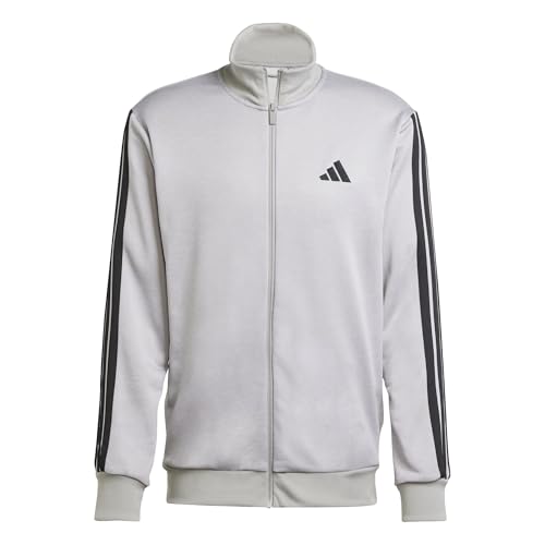 adidas Men's 3 STRIPES FRENCH TERRY TRACKSUITS, medium grey heather/mgh solid grey, L