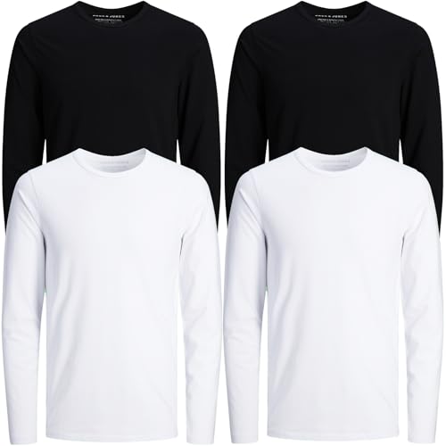 JACK & JONES Herren Langarmshirt 4er Pack hxl.1f Rundhals Basic LS Shirt Longsleeve Tee Core O-Neck(M, 4er Pack Mix #02)