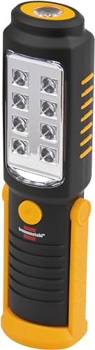 Brennenstuhl LED Taschenlampe mit Batterie/SMD LED Handleuchte mit 250+100lm (Werkstattlampe mit max. 10h Leuchtdauer, drehbarer Haken und Magnet)