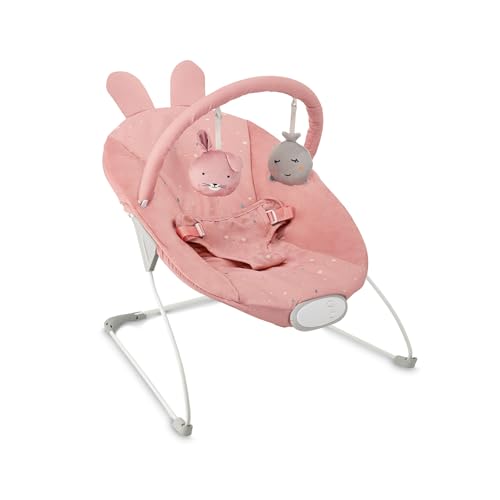 MoMi GLOSSY Babywippe für Babys bis 9 kg, 3-Punkt-Sicherheitsgurt, Metallgestell mit Antirutsch-Füßchen, Gewicht 1,7 kg, Abmessungen 58 x 49 x 53 cm, sensorisches Modul für Kinderförderung