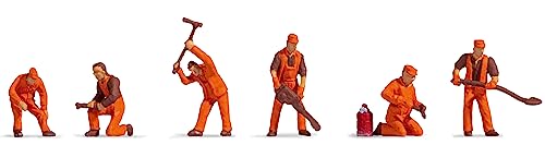 NOCH Gleisbautrupp, Hobby-Figuren, ideales Zubehör für Modelleisenbahn in Spur N, Orange