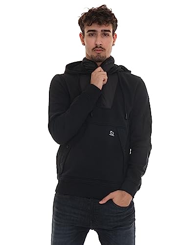 WOOLRICH Kapuzenpullover aus Baumwolle und Nylon Taslan Black MIXMEDIA HOODIE, Siehe Foto, L
