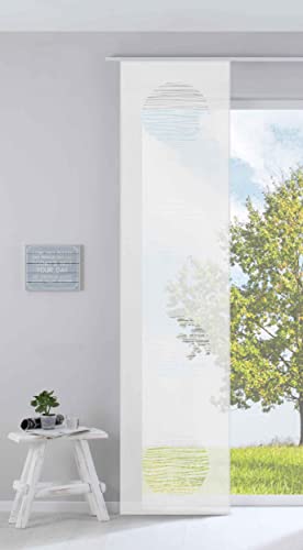 Gardinenbox Moderner Flächenvorhang Raumtrenner Schiebegardine »Kreis« HxB 245x60 cm Weiß aus hochwertigem Ausbrenner-Stoff mit Paneelwagen Beschwerungsstange, 85612