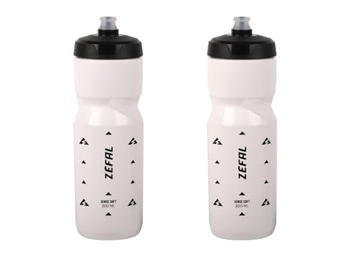ZEFAL Pack Sense Soft 80 Trinkflasche Fahrrad - Zwei geruchsneutrale, Sportflaschen für MTB Rennrad - BPA-freie Wasserflasche - Silikon-Sauger - Weiß, 2 x 800 ml