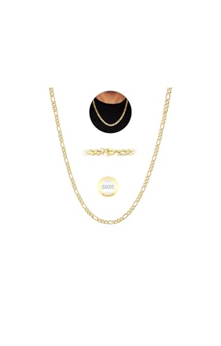 Rajputana Gold Kette Herren 5mm 925 Sterling Silber Kette Herren Goldkette Männer Figaro Halskette Gold Chain for Mens Kette Männer Schmuck 22 Zoll