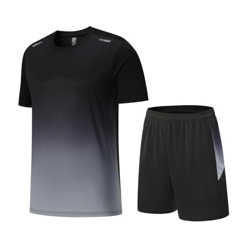 Beuwltpa Trainingsanzug Herren 2 Teiler Sommer Jogginganzug Schnelltrocknend Funktionsshirt Atmungsaktiv Sportanzug Farbver Sport Tshirt&Kurze Hosen Set Bequeme Männer Tracksuit für Lauf Gym