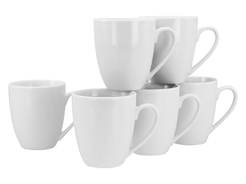 CreaTable, 21929, Serie Luna Weiss, 6-teiliges Geschirrset für 6 Personen, Becherset aus Porzellan, spülmaschinen- und mikrowellengeeignet, Qualitätsproduktion