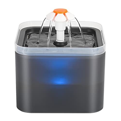 Katzenbrunnen: Trinkbrunnen für Katze - 2L Katzenbrunnen für Katzen leise Pumpe mit Led - wasserbrunnen für Katzen Grau - Tiefenfilterung - Geeignet für Haushalte mit Mehreren Haustieren - AONBOY