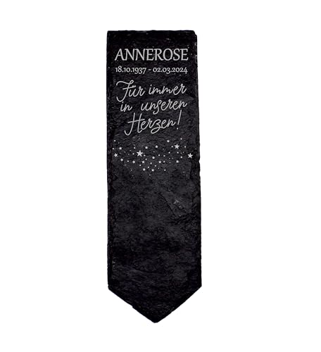 Grabstecker Grabstein Grabschmuck Sternenhimmel personalisiert mit Datum Name Schiefer graviert Grabdekoration Schieferstecker 22 x 8 cm (Grabstecker - Sterne)