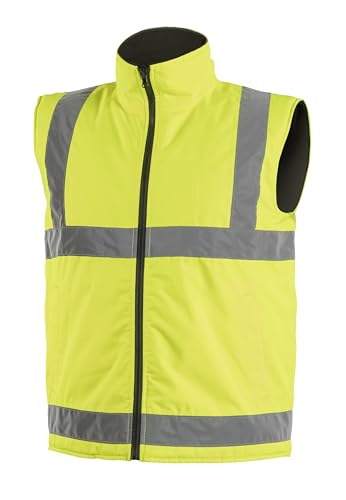 Högert Technik – Warnschutz-Weste REMS gelb, gefüttert, wasserdicht 2000 mm, Oxford 300D, Sichtbarkeit bei Dunkelheit & Regen, wetterfest, reflektierend, ideal für Herbst & Winter