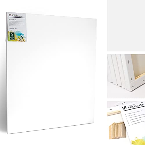 2er-Set Künstler-Leinwand zum Bemalen 80x100cm groß. Die leere, weiße Leinwand aus 100% Baumwolle ist umlaufend gespannt auf FSC® Holz-Keilrahmen mit 17mm Stärke, 280g/m², 2-fach weiß grundiert