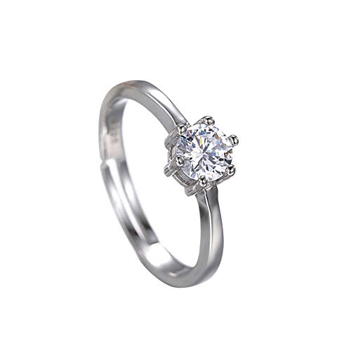 925 Silber 2,0 Karat Runde Brillantschliff Zirkonia Verlobung Brauthochzeit Statement Ring für Männer und Frauen Paare Einstellbar