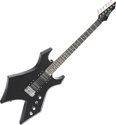Rocktile Warhead E-Gitarre - Rocktile Heavy-Series - Korpus: Linde - 2 Humbucker Tonabnehmer - 24 Bünde - Griffbrett aus selektiertem Hartholz - Vintage String Thru Tremolo - Black Gloss