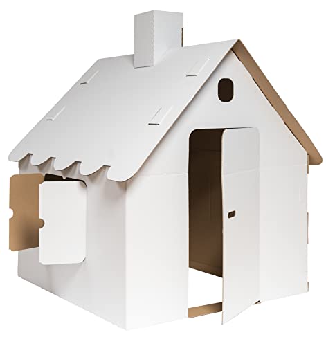 karton-billiger Spielhaus aus Pappe - Wellpappe XXL Pappspielhaus Spielhaus Kinder 1m (Höhe) x 0,97m (Breite) x 0,94m (Länge)