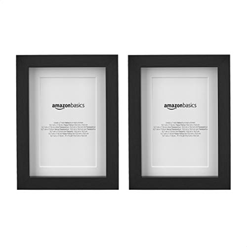 Amazon Basics Rechteckig, 2 Stück, Fotorahmen mit Matte - 13 x 18 cm, mattiert zu 10 x 15 cm, Schwarz