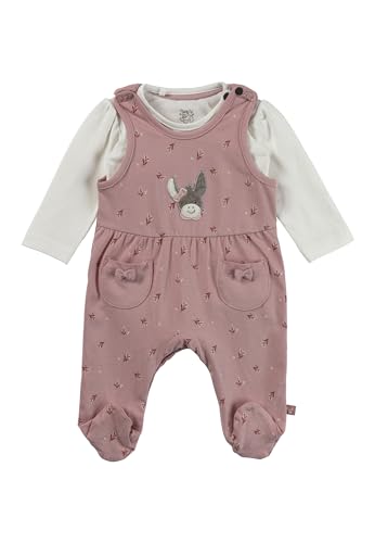 Sterntaler Strampler Set Blümchen – 2-teilig – Baby Strampler aus Jersey mit Esel Emmi Applikation & Langarmbody – bequemer Mädchen Zweiteiler ab Geburt - Druckknöpfe im Schritt – mattrosa – Größe 56