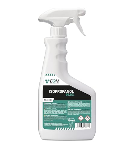 EQM - ECO-301 - Isopropanol - Isopropylalkohol 99.9% - 750 ML - Reinigung von elektronischen Bauteilen, Linsen und Bildschirmen - Reinigung von Harzen im 3D-Druck