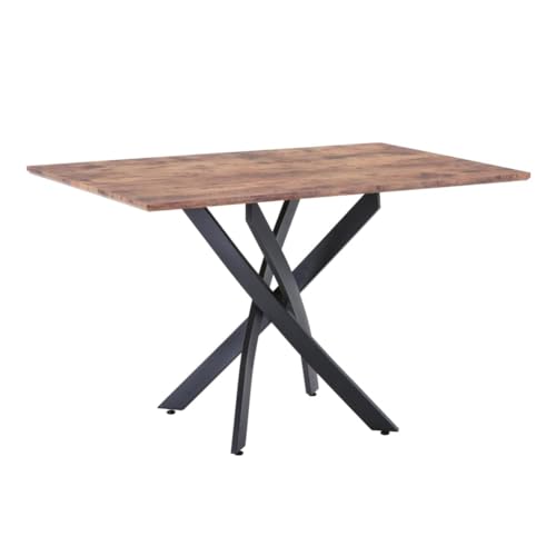 GOLDFAN Esstisch Holz mit Schwarzen Metallbeinen, 4-6 Personen Geeignet Esstisch für Wohnzimmer und Büro 110 X 70 X 75 cm