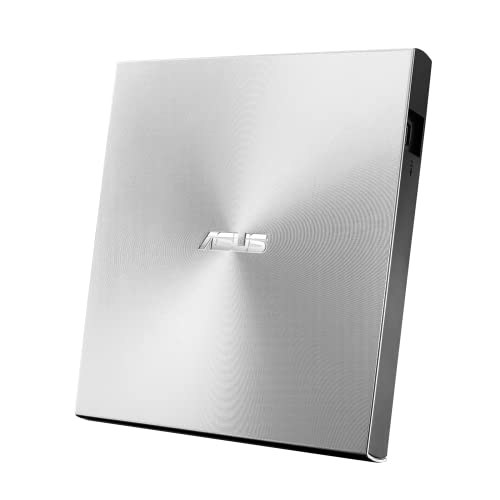 Asus ZenDrive U9M externer DVD-Brenner (für Apple MacBook & Windows PCs/Notebooks, inkl. USB-C Kabel, Brennsoftware & Nero Backup App, M-Disc Support, USB 2.0) silber
