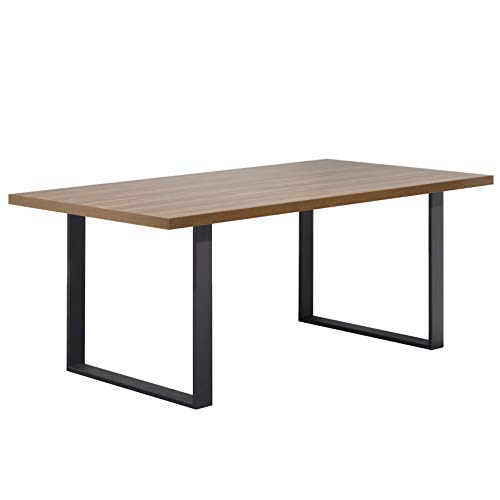 i-flair Esszimmertisch Macon 200x100 cm Kufentisch Holztisch Esstisch Kufengestell Tisch mit Tischplatte und Kufen - Nussbaum + Schwarz