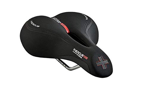 WITTKOP Fahrradsattel mit innovativem Medicus Konzept und extra Gel Polsterung I bequemer Fahrrad Sattel für Damen & Herren I Büchel Twin | MTB Trekkingsattel City Fahrradsattel