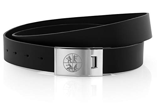 Versandhaus des Deutschen Feuerwehrverbandes GmbH Ledergürtel Feuerwehr Gürtel mit DFV Signet Feuerwehrgürtel Länge 4cm Breite, Schwarz, 135cm