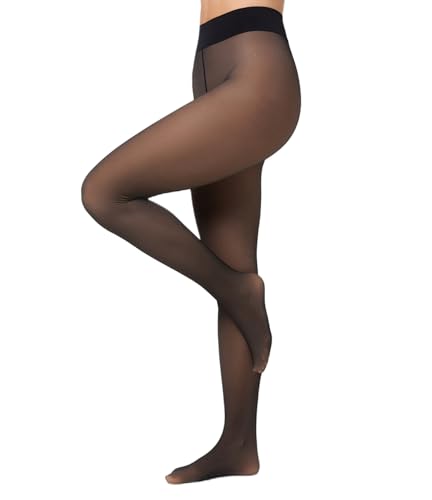 Nur Die Warm & Transparent extra haltbar 80 DEN warme Fein-Strumpfhose beige durchscheinend Komfortbund Damen, schwarz, M