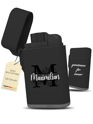 Meinearmbänder Personalisiertes Feuerzeug mit Initialen – Hochwertiger UV-Druck auf sturmfestem Feuerzeug – Langlebig, nachfüllbar & Winddicht – Ideale Geschenkidee für Männer zum Vatertag