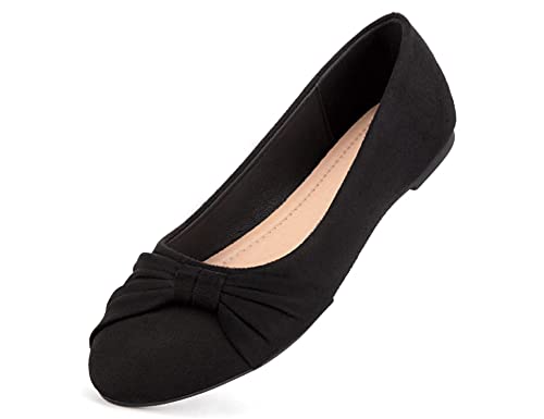 MaxMuxun Damen Geschlossene Ballerinas Flache Freizeit Bequeme Schuhe Schwarz Größe 39 EU