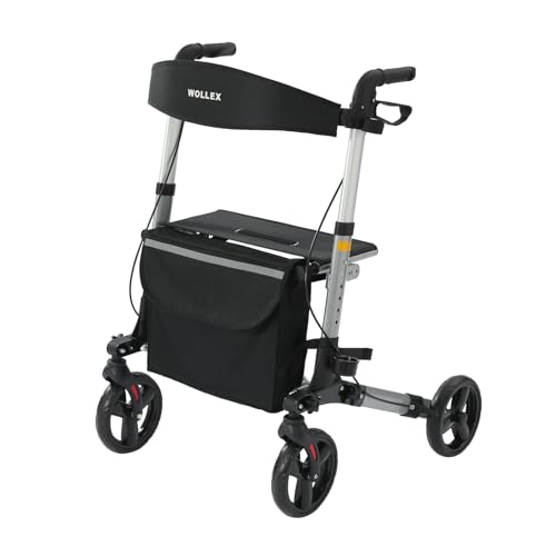 Sitwell Aluminium Rollator Faltbar Silber Gehhilfe inkl. Einkaufstasche zugelassen als Medizinprodukt