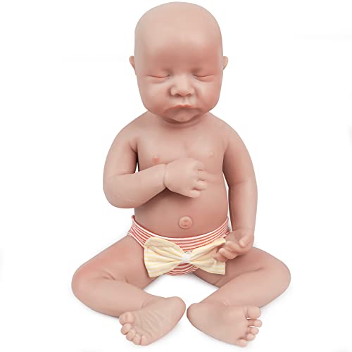 Vollence 43 cm Augen Geschlossen VollSilikon Baby Puppen, Nicht Vinyl Puppen, Silikonpuppen Vollsilikonbaby - Junge