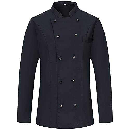 MISEMIYA Herren Men's Chef Jacket Kochjacke KZ-8501, 8501-Schwarz, 5XL
