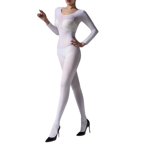 RUIBAVYA Damen Bodystocking Langarm Ganzkörper Bodysuit Umfassen Fünf Finger Handschuh Körper 120D Catsuit Strümpfe Samt