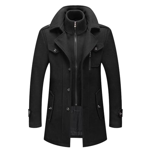 LCpddajlspig Zweiteiliger Wintermantel Herren, Dufflecoat Herren Mantel Cabanjacke Mantel Winter Trenchcoat Slim Fit Wollmantel Winter Coat Wintermantel Warm Kurzmantel Lodenmantel