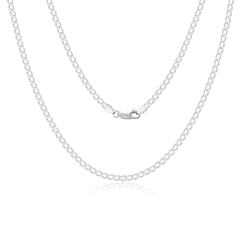 SILBERTALE 925 Sterling Silber Panzerkette Echt Silberkette für Herren Damen 3 mm Breite Dünn Superflache Mehrreihige Kette Hochwertige klassische Halsketten für den Alltag 60 cm