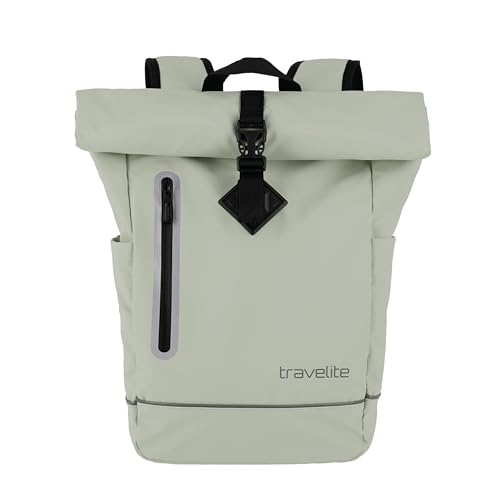 Travelite Rolltop Rucksack wasserfest, Fahrradrucksack, Freizeitrucksack mit Rolltop Verschluss & Reflektoren, BASICS, 48 cm, 19 Liter