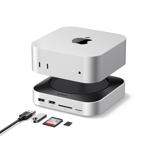 UGREEN Mac Mini M4 Dock & Ständer mit NVMe SSD-Gehäuse, Dockingstation mit 3 x USB A 3.2, 2 x USB A 3.0, 2 x USB C 3.2 10 Gbit/s, SD/TF 170 MB/s, USB-C-Hub, kompatibel mit Mac Mini M4 Pro