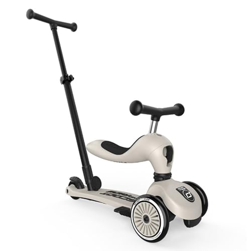 Scoot & Ride Highwaykick 1 Push and Go Kickboard mit Sitz Kinderroller Scooter 2in1 Laufrad mit Lenkstange ab 1 2 Jahren mitwachsend Höhenverstellbar werkzeuglos (Ash)