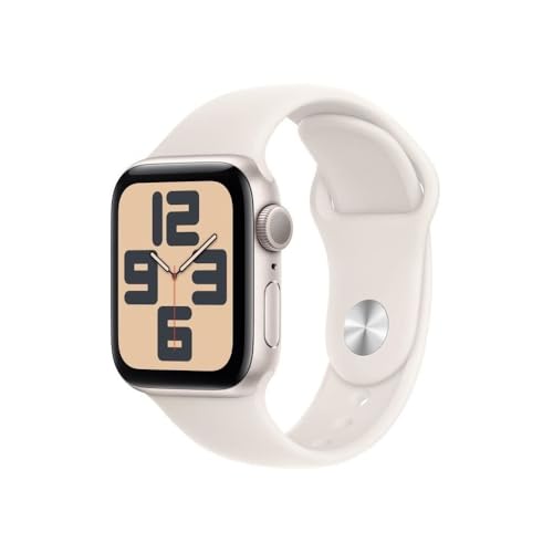 Apple Watch SE (2. Generation) GPS 40 mm Smartwatch mit Aluminiumgehäuse in Polarstern und Sportarmband in Polarstern (S/M). Fitness und Schlaftracker, Unfallerkennung, Herzfrequenzmesser