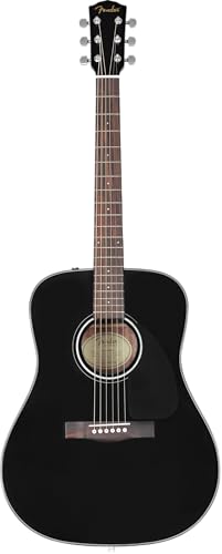Fender CD-60 Dreadnought V3 DS Akustikgitarre, Walnussgriffbrett, Schwarz, Inklusive kostenloser virtueller Kurse auf Fender Play