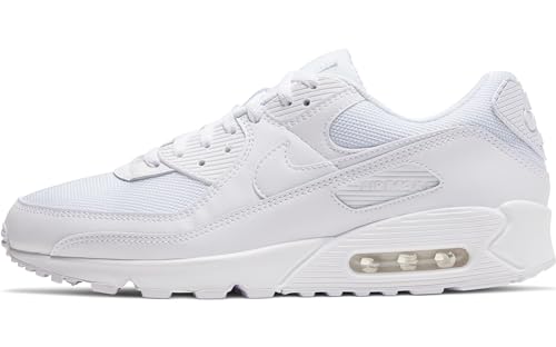 Nike Herren AIR MAX 90 Sneaker, White/White-White-Wolf Grey, 44.5 EU