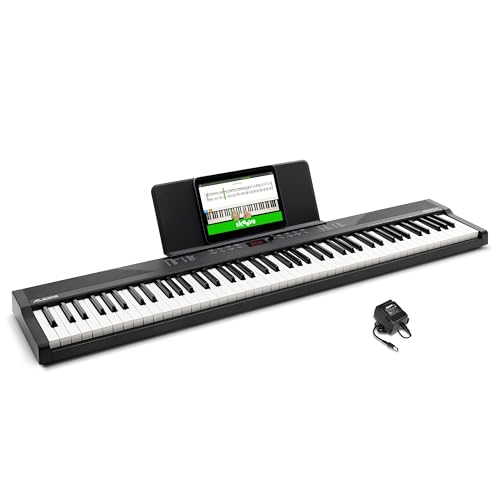 Alesis Keyboard E-Piano mit 88 Tasten, 480 Sounds, Lautsprechern, USB-MIDI, Noten/Tablet-Ablage, Netzadapter & Klavierlektionen für Anfänger