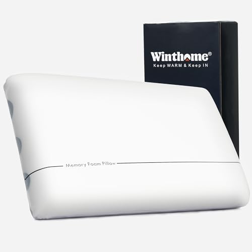 Winthome Memory Foam Kissen Weich und Bequem, Nackenstützkissen Doppel-Seiten-Design, 0 Kleber, Ergonomisches Kopfkissen Geeignet für Rücken-, Seiten- und Bauchschläfer, 60x40x10cm