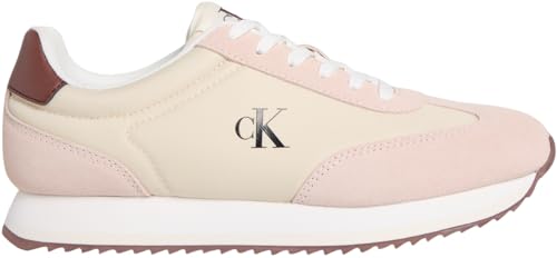 Calvin Klein Damen Runner Sneaker Laceup aus Leder, Mehrfarbig (Pistachio/Whisper Pink), 41